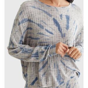 NWT Lucky Brand Cloud Jersey Rib Long Sleeve Navy Tye Dye Tee Small